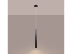 Luminária Pendente Bliss Moderno, Aço - 1 Lichtbronnen - L.8 X H.118 Cm - Preto