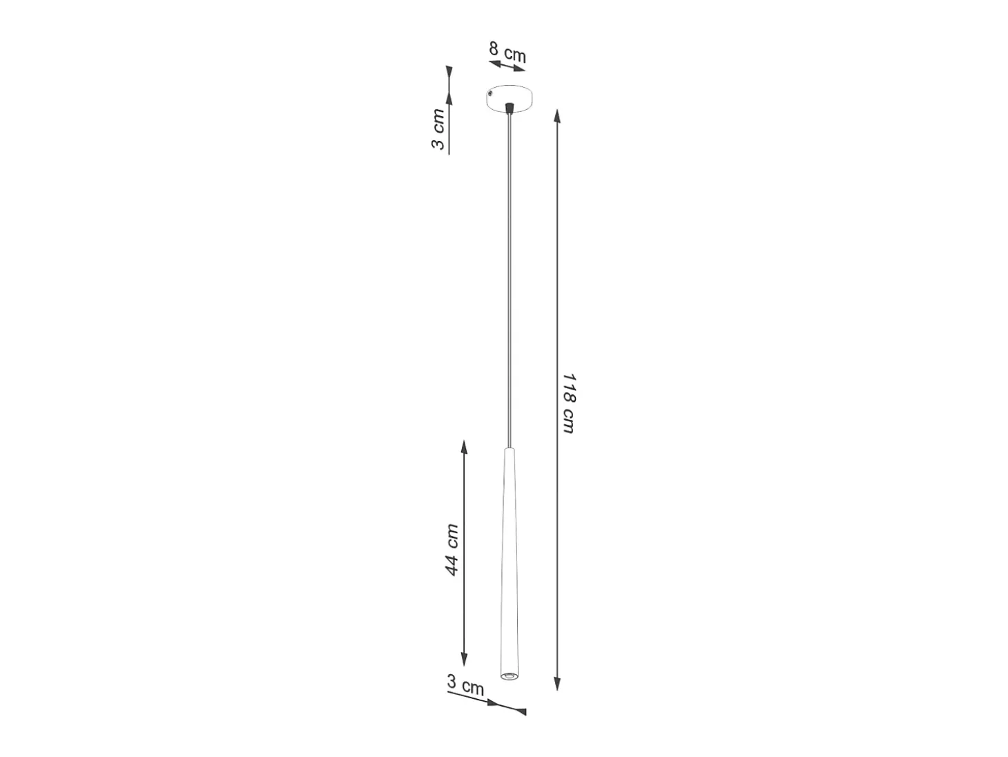 Luminária Pendente Bliss Moderno, Aço - 1 Lichtbronnen - L.8 X H.118 Cm - Preto