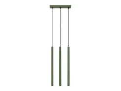 Luminária pendente Brill moderno, aço - 3 fontes de luz 3000K - L.30 x H.94 cm - verde oliva