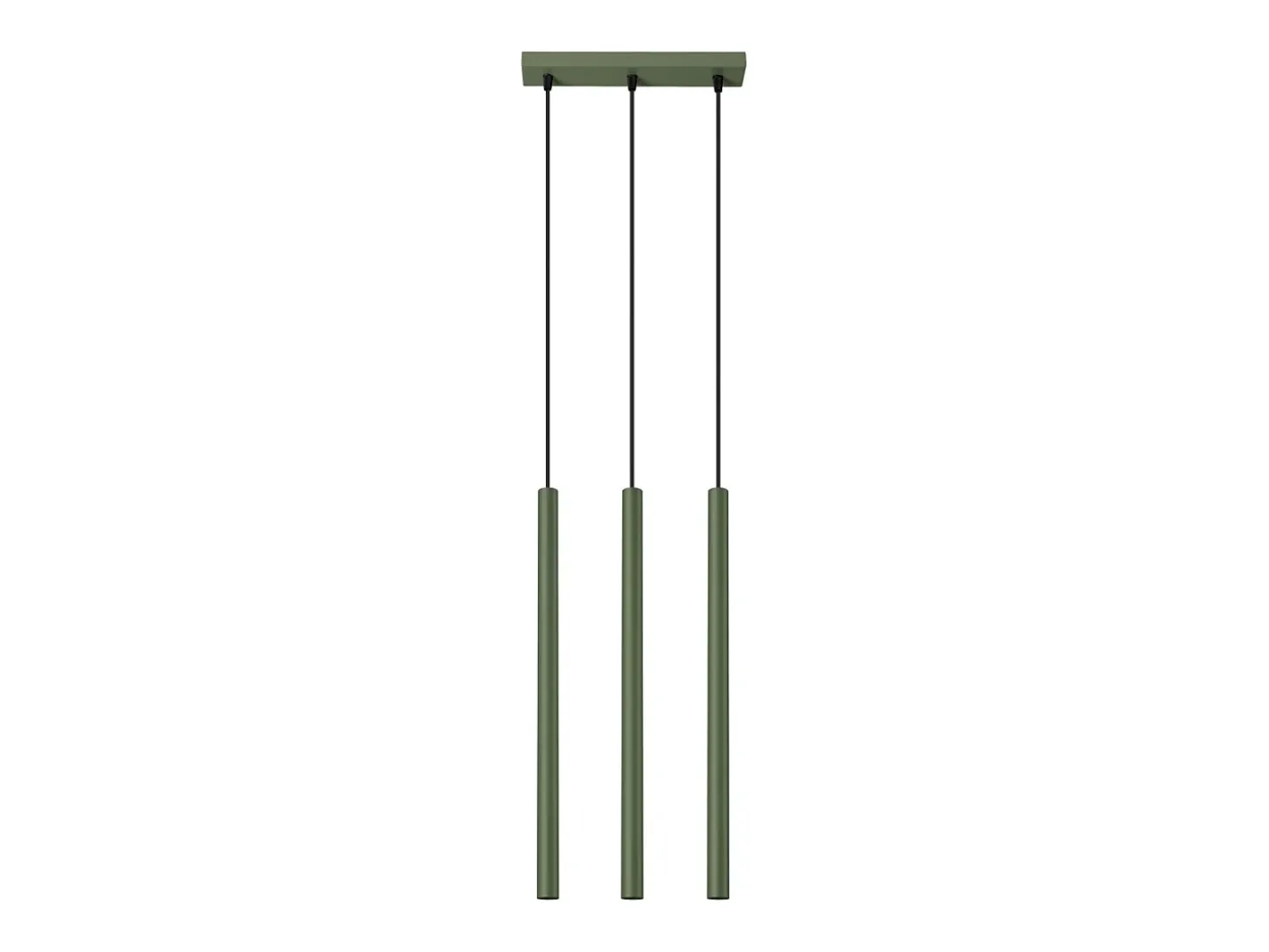 Luminária pendente Brill moderno, aço - 3 fontes de luz 3000K - L.30 x H.94 cm - verde oliva