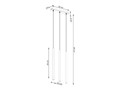 Luminária pendente Brill moderno, aço - 3 fontes de luz 3000K - L.30 x H.94 cm - verde oliva