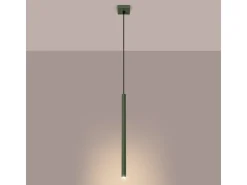 Luminária pendente Brill moderno, aço - 1 fontes de luz 4000K - L.8 x H.114 cm - verde oliva