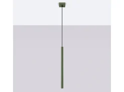 Luminária pendente Brill moderno, aço - 1 fontes de luz 3000K - L.8 x H.114 cm - verde oliva