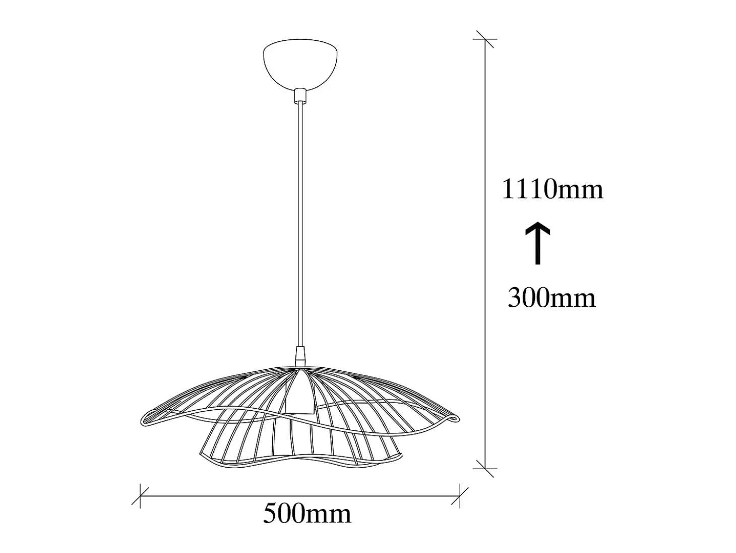 Luminária pendente em fio metálico - D. 50 x A. 30/110 cm - Dourada - ATHERIA