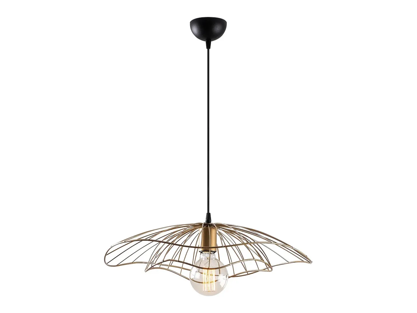 Luminária pendente em fio metálico - D. 50 x A. 30/110 cm - Dourada - ATHERIA