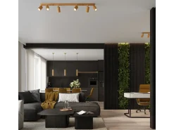 Luminária pendente Gloow minimalista, alumínio - 1 fontes de luz 3000K - L.8 x H.118 cm - dourado