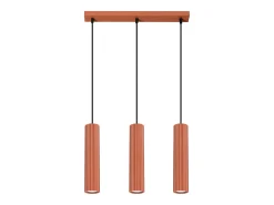 Luminária pendente Gloow minimalista, alumínio - 3 fontes de luz 4000K - L.45 x H.98 cm - ocre vermelho