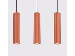 Luminária pendente Gloow minimalista, alumínio - 3 fontes de luz 4000K - L.45 x H.98 cm - ocre vermelho