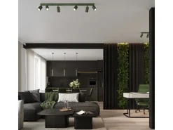 Luminária pendente Gloow minimalista, alumínio - 1 fontes de luz 3000K - L.8 x H.118 cm - verde oliva