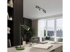 Luminária pendente Gloow minimalista, alumínio - 1 fontes de luz 3000K - L.8 x H.118 cm - verde oliva