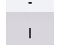 Luminária Pendente Karbon Minimalista, Alumínio - 1 Lichtbronnen - L.8 X H.118 Cm - Preto