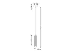 Luminária Pendente Karbon Minimalista, Alumínio - 1 Lichtbronnen - L.8 X H.118 Cm - Preto