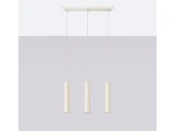Luminária pendente Toris sótão, aço - 3 fontes de luz 3000K - L.45 x H.98 cm - bege