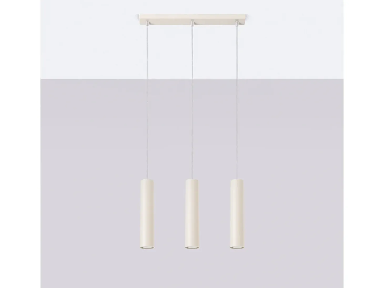 Luminária pendente Toris sótão, aço - 3 fontes de luz 3000K - L.45 x H.98 cm - bege