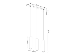Luminária pendente Toris sótão, aço - 3 fontes de luz 3000K - L.45 x H.98 cm - bege