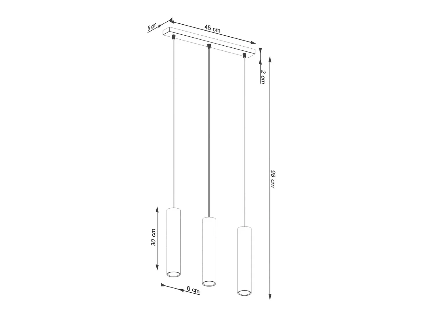 Luminária pendente Toris sótão, aço - 3 fontes de luz 3000K - L.45 x H.98 cm - bege