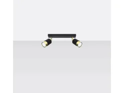 Luminárias de teto Alvor moderno, aço - 2 fontes de luz 3000K - L.30 x H.18 cm - ouro Preto