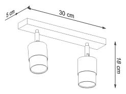 Luminárias de teto Alvor moderno, aço - 2 fontes de luz 3000K - L.30 x H.18 cm - ouro Preto
