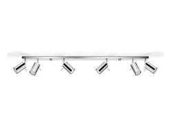 Luminárias de teto Briix moderno, aço - 6 fontes de luz 3000K - L.118 x H.16 cm - cromada
