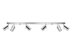 Luminárias de teto Briix moderno, aço - 6 fontes de luz 3000K - L.118 x H.16 cm - cromada