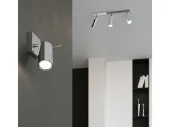 Luminárias de teto Briix moderno, aço - 6 fontes de luz 3000K - L.118 x H.16 cm - cromada