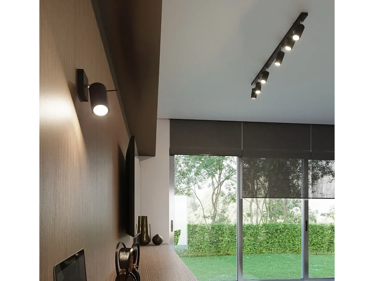 Luminárias de teto Briix moderno, aço - 6 fontes de luz 4000K - L.118 x H.16 cm - preto