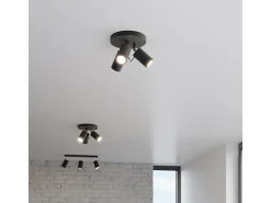 Luminárias de teto Briix moderno, aço - 3 fontes de luz 4000K - L.20 x H.18 cm - preto