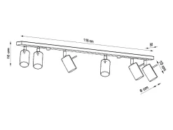 Luminárias de teto Briix moderno, aço - 6 fontes de luz 3000K - L.118 x H.16 cm - cinza