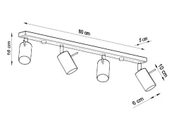 Luminárias de teto Briix moderno, aço - 4 fontes de luz 3000K - L.80 x H.16 cm - cinza