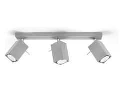 Luminárias de teto Briow moderno, aço - 3 fontes de luz 3000K - L.45 x H.16 cm - cinza