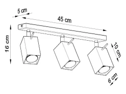 Luminárias de teto Briow moderno, aço - 3 fontes de luz 3000K - L.45 x H.16 cm - cinza