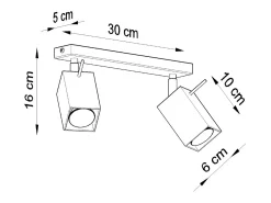 Luminárias de teto Briow moderno, aço - 2 fontes de luz 3000K - L.30 x H.16 cm - cinza