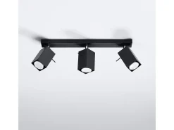 Luminárias de teto Briow moderno, aço - 3 fontes de luz 3000K - L.45 x H.16 cm - preto