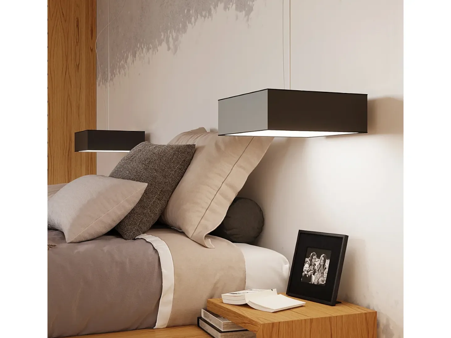 Luminárias de teto Care minimalista, PVC - 4 fontes de luz 4000K - L.55 x H.11 cm - preto