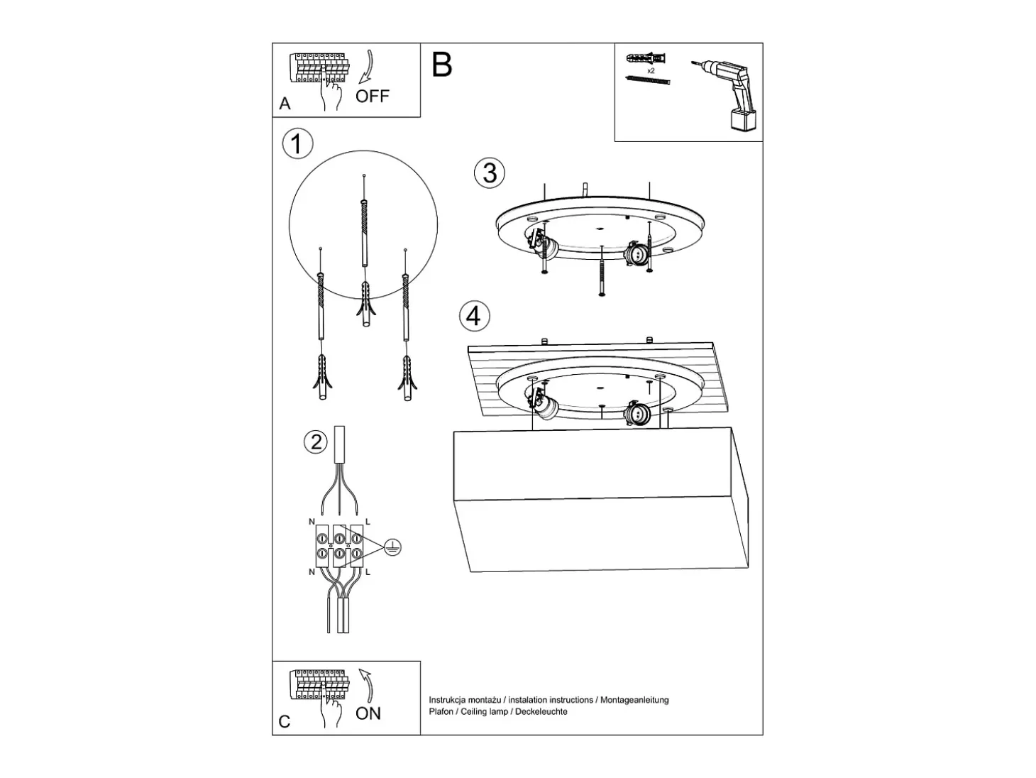 Luminárias de teto Care minimalista, PVC - 1 fontes de luz 3000K - L.25 x H.11 cm - branco