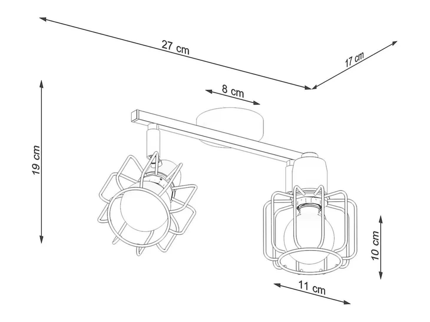 Luminárias de teto Celubi moderno, aço - 2 fontes de luz 4000K - L.27 x H.19 cm - branco