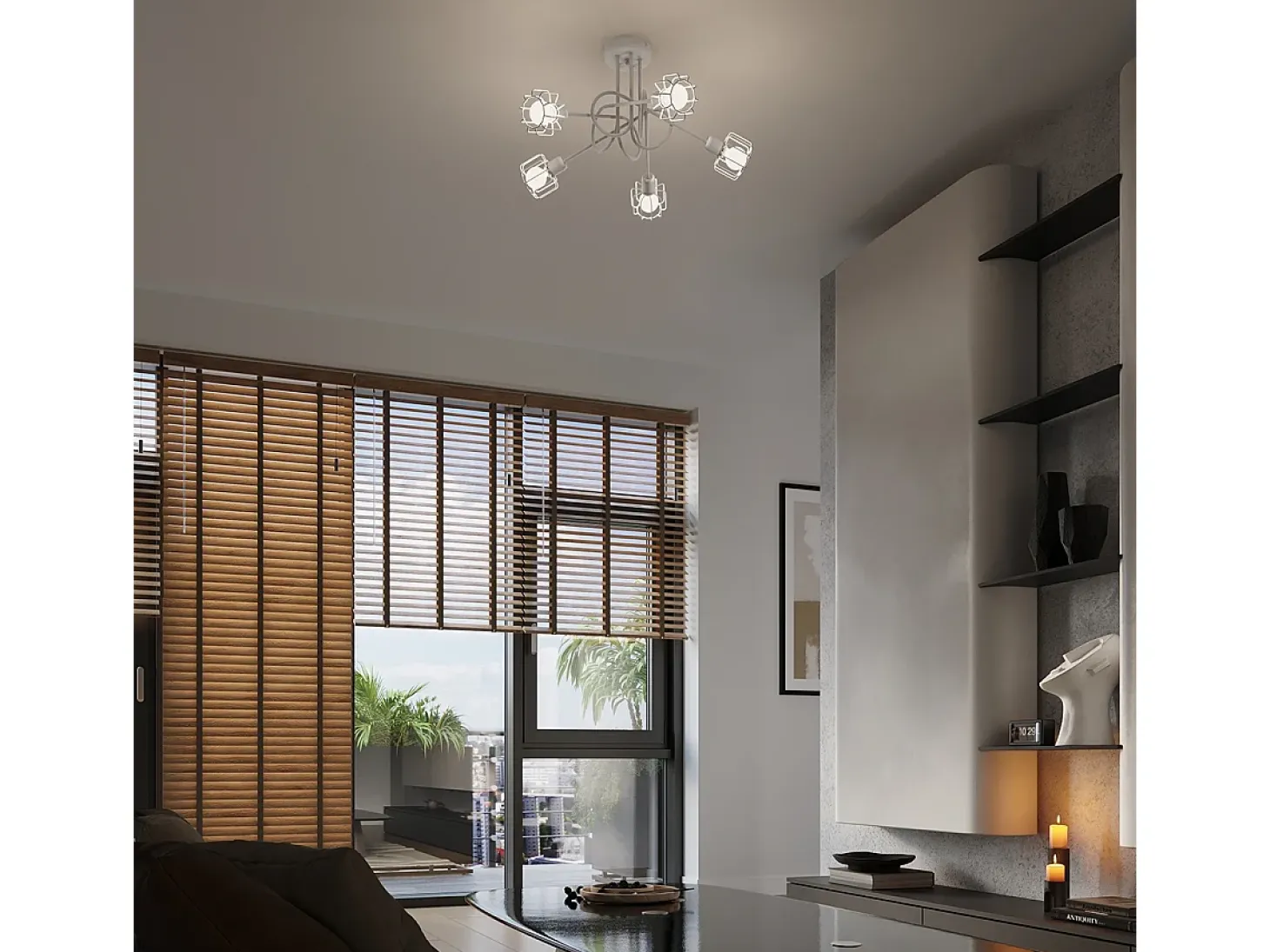 Luminárias de teto Celubi moderno, aço - 2 fontes de luz 4000K - L.27 x H.19 cm - branco