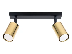 Luminárias de teto Glois moderno, aço - 2 fontes de luz 3000K - L.30 x H.18.5 cm - ouro Preto