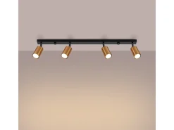 Luminárias de teto Glois moderno, aço - 4 fontes de luz 4000K - L.82 x H.18.5 cm - preto/cobre