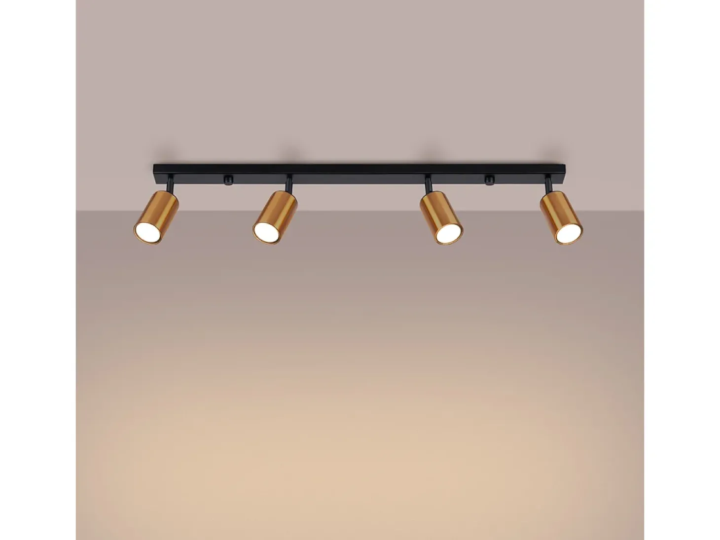 Luminárias de teto Glois moderno, aço - 4 fontes de luz 4000K - L.82 x H.18.5 cm - preto/cobre