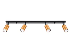 Luminárias de teto Glois moderno, aço - 4 fontes de luz 4000K - L.82 x H.18.5 cm - preto/cobre