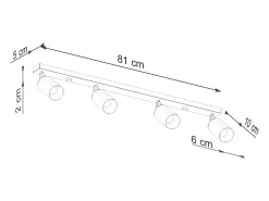 Luminárias de teto Glois moderno, aço - 4 fontes de luz 4000K - L.82 x H.18.5 cm - preto/cobre