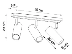 Luminárias de teto Invicta moderno, aço - 3 fontes de luz 4000K - L.45 x H.20 cm - branco