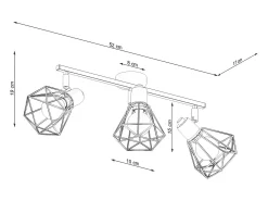 Luminárias de teto Lunova moderno, aço - 3 fontes de luz 3000K - L.52 x H.19 cm - branco