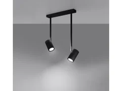Luminárias de teto Novatel moderno, aço - 2 fontes de luz 4000K - L.30 x H.43 cm - preto