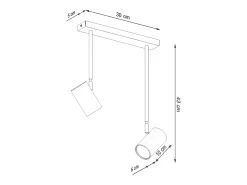 Luminárias de teto Novatel moderno, aço - 2 fontes de luz 4000K - L.30 x H.43 cm - preto