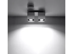 Luminárias de teto Quadx moderno, alumínio - 2 fontes de luz 4000K - L.26 x H.12 cm - cinza