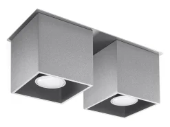 Luminárias de teto Quadx moderno, alumínio - 2 fontes de luz 4000K - L.26 x H.12 cm - cinza