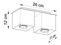 Luminárias de teto Quadx moderno, alumínio - 2 fontes de luz 4000K - L.26 x H.12 cm - branco