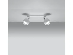 Luminárias de teto Rayis moderno, aço - 2 fontes de luz 4000K - L.30 x H.16 cm - branco